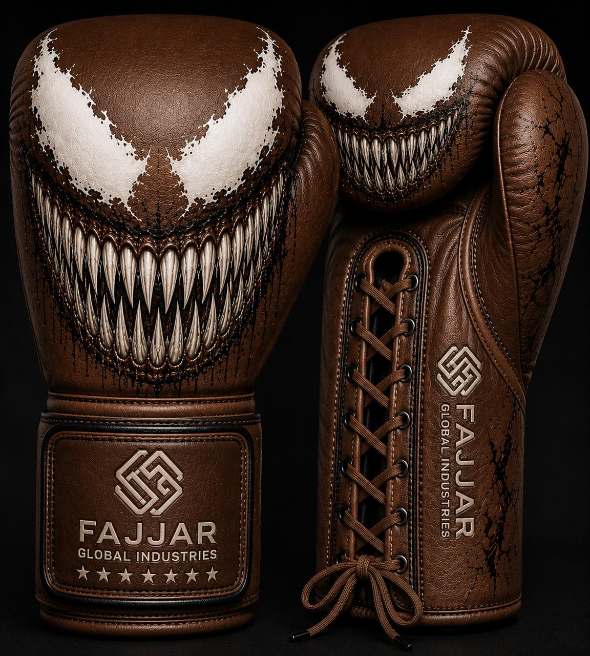 Premium Leather Fight & Sparring Gloves Ultimate Lace-Up Boxing Gloves Brown, Venom